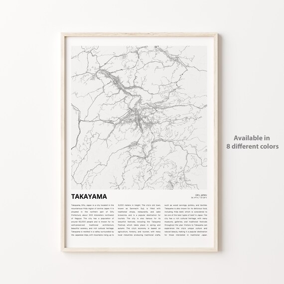 Takayama Gifu Japan Historic Mountain City Map Travel Art Print