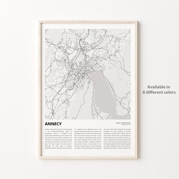 Annecy Map Print Travel Wall Decor Art Hautesavoie Housewarming Gift Personalized Poster