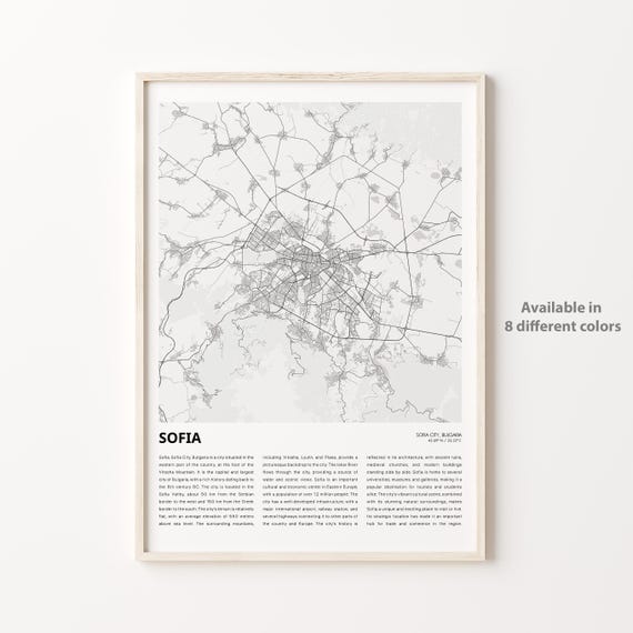 Sofia Bulgaria Europe City Street Map Minimalist Travel Poster