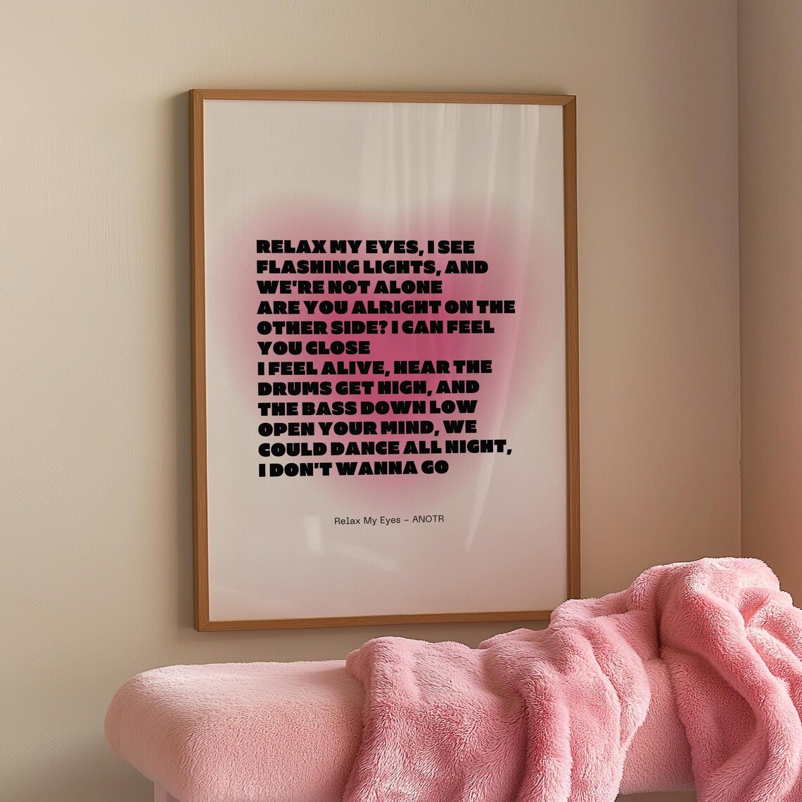Relax My Eyes ANOTR Pink Aura Glow Dance Song Lyric Music Poster