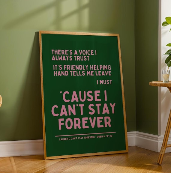 Lauren Oden And Fatzo Song Lyrics Pink Green Bold Typography Poster