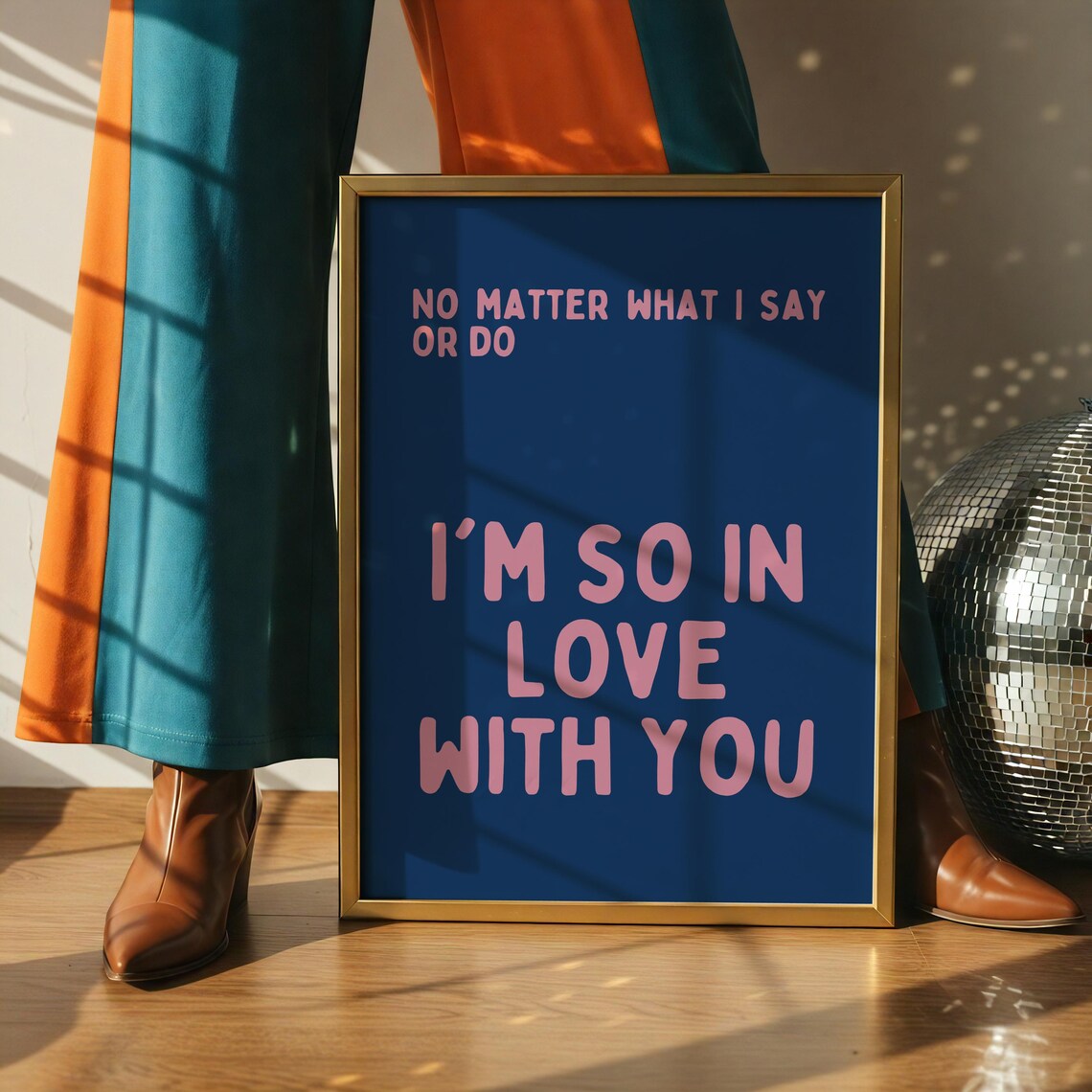 Im So In Love With You Navy Blue and Pink Love Quote Wall Poster