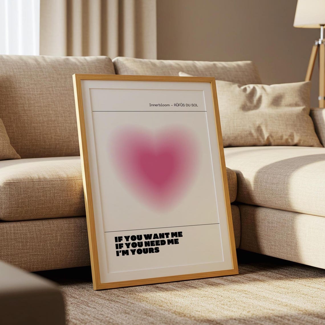 Rufus Du Sol Innerbloom Pink Aura Heart EDM Song Lyric Poster