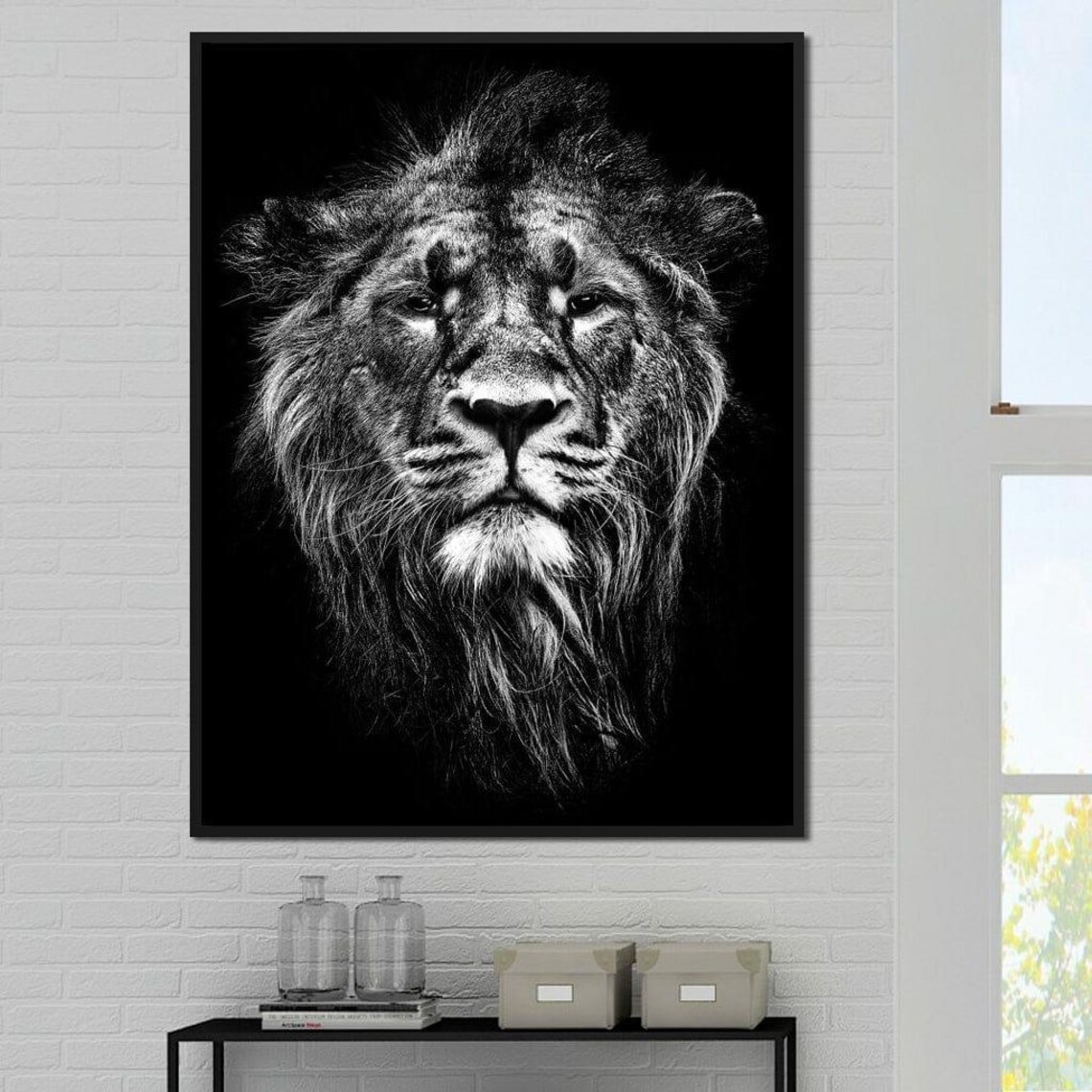 Lion Portrait, Black And White Art Print