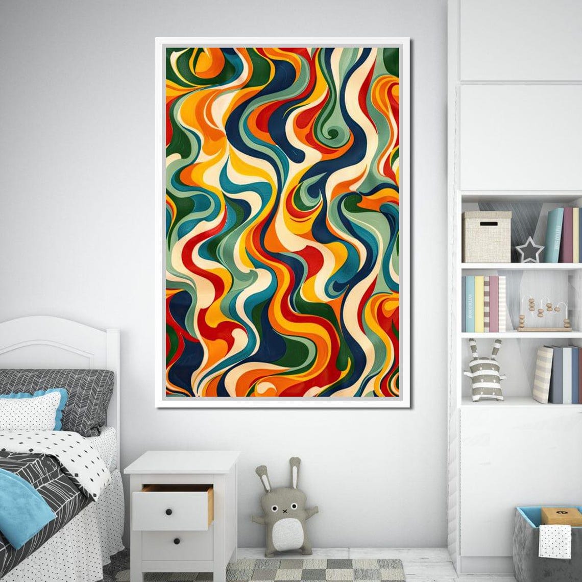 Retro Psychedelic Waves 70s Style Colorful Swirl Modern Art Poster - Image 2