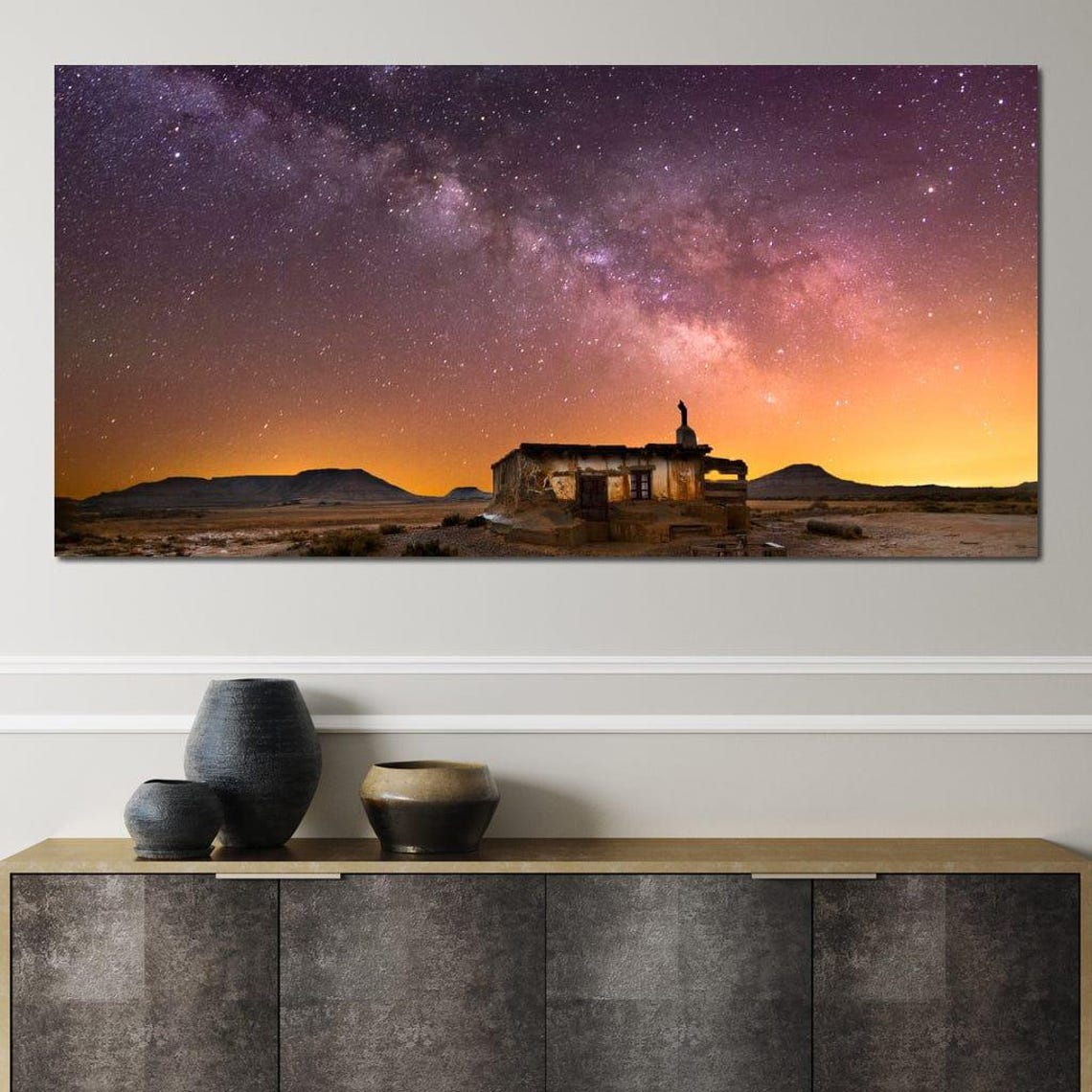 Desert Stone Hut Under Milky Way Starry Desert Night Landscape Poster - Image 3