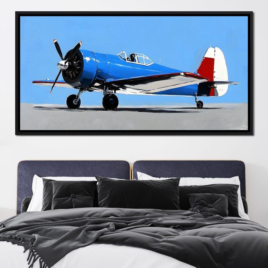 Aviation Elegance Soaring Skies Vintage Plane Art Blue Sky Decor Flight Enthusiast Gift Home Decor By Nichecanvas - Image 4