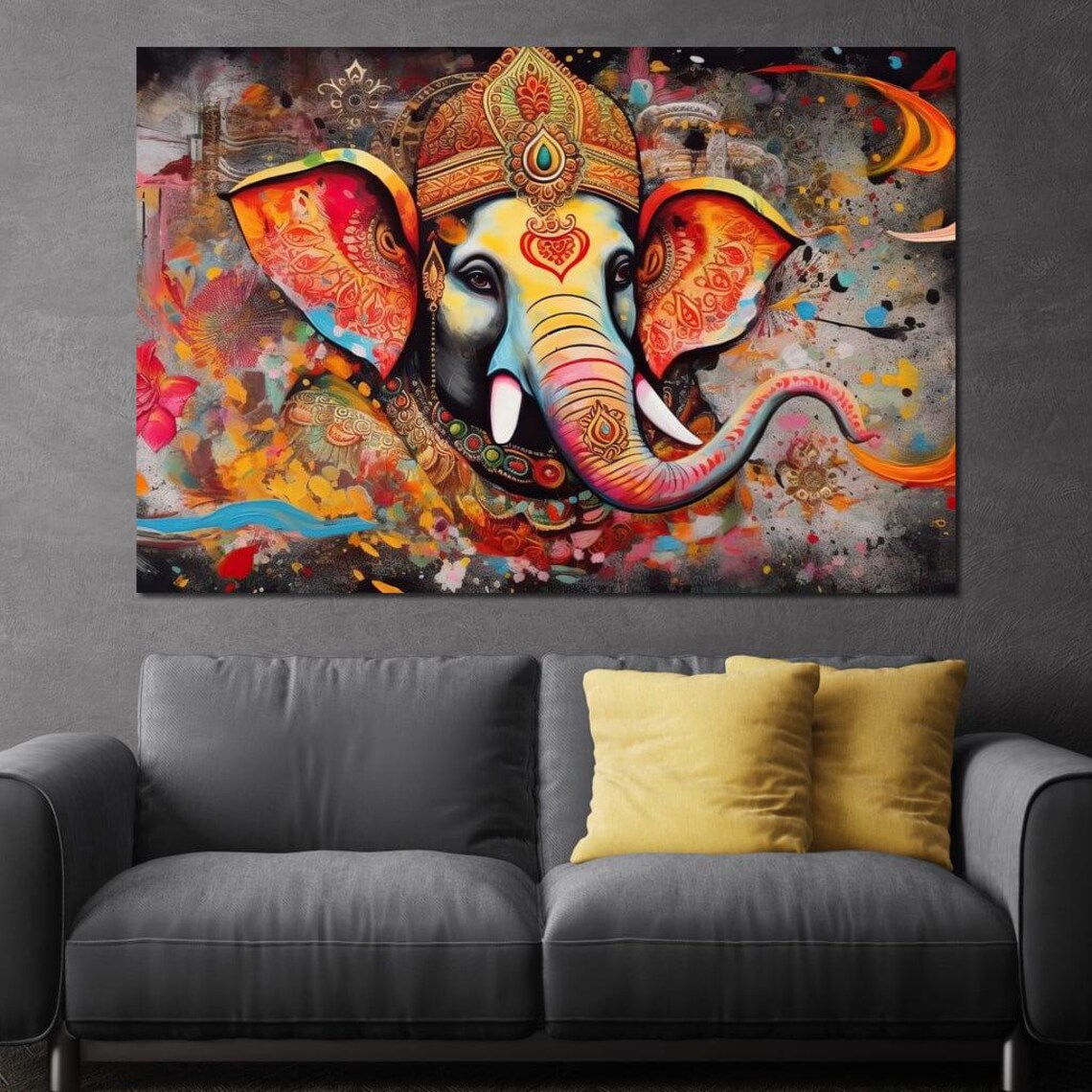 Colorful Ganesha Hindu Elephant Deity Spiritual Vibrant Art Poster - Image 2