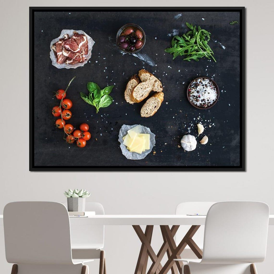 Gourmet Sandwich Ingredients Flat Lay Rustic Italian Kitchen Art Print - Image 2