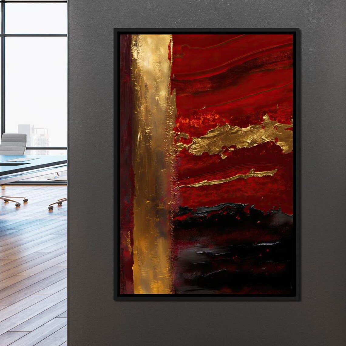 Lush Layers Dark Red Gold Abstract Art Print