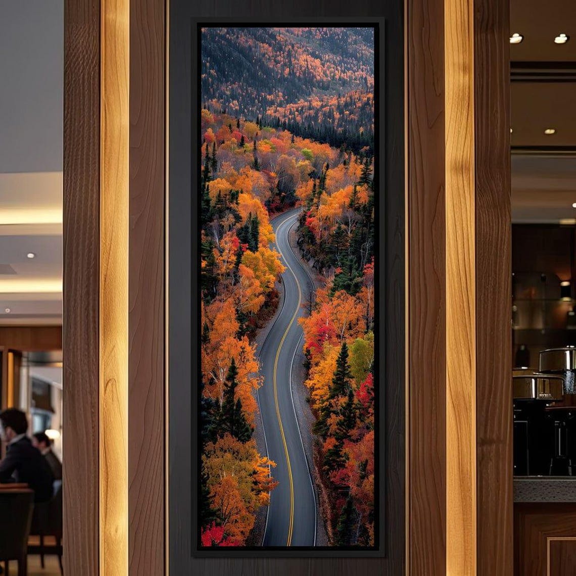 Aerial Curved Road Autumn Forest Fall Colors Scenic Drive Poster