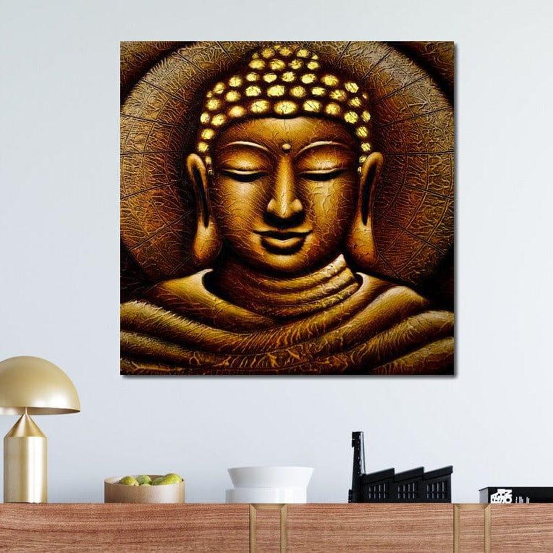 Meditating Golden Buddha Portrait Zen Spiritual Home Decor Poster - Image 4