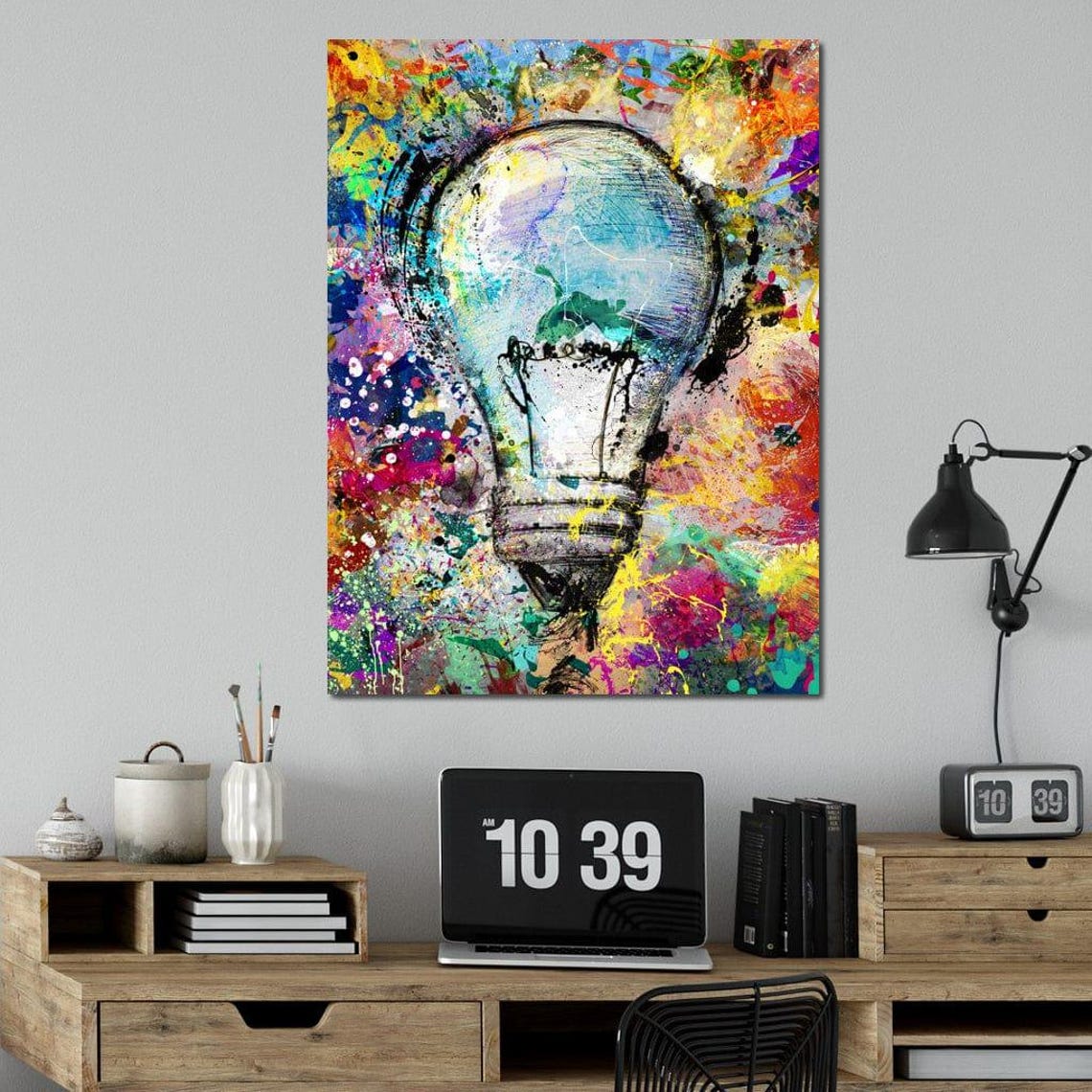 Colorful Lightbulb Art Creative Paint Splash Inspirational Poster - Image 3