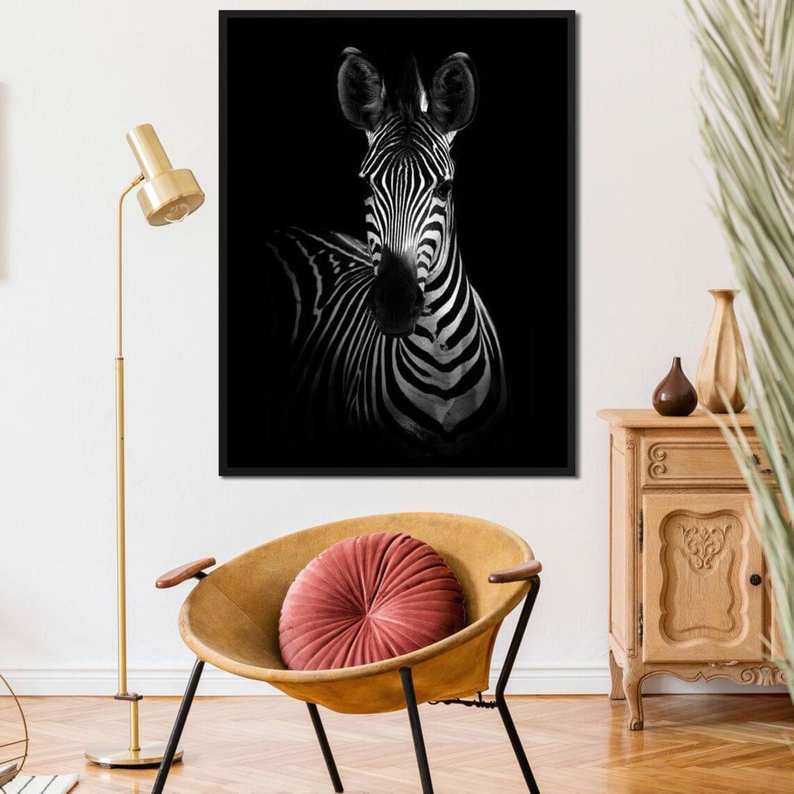 Black And White Zebra Portrait Monochrome Safari Minimalist Art Poster - Image 2
