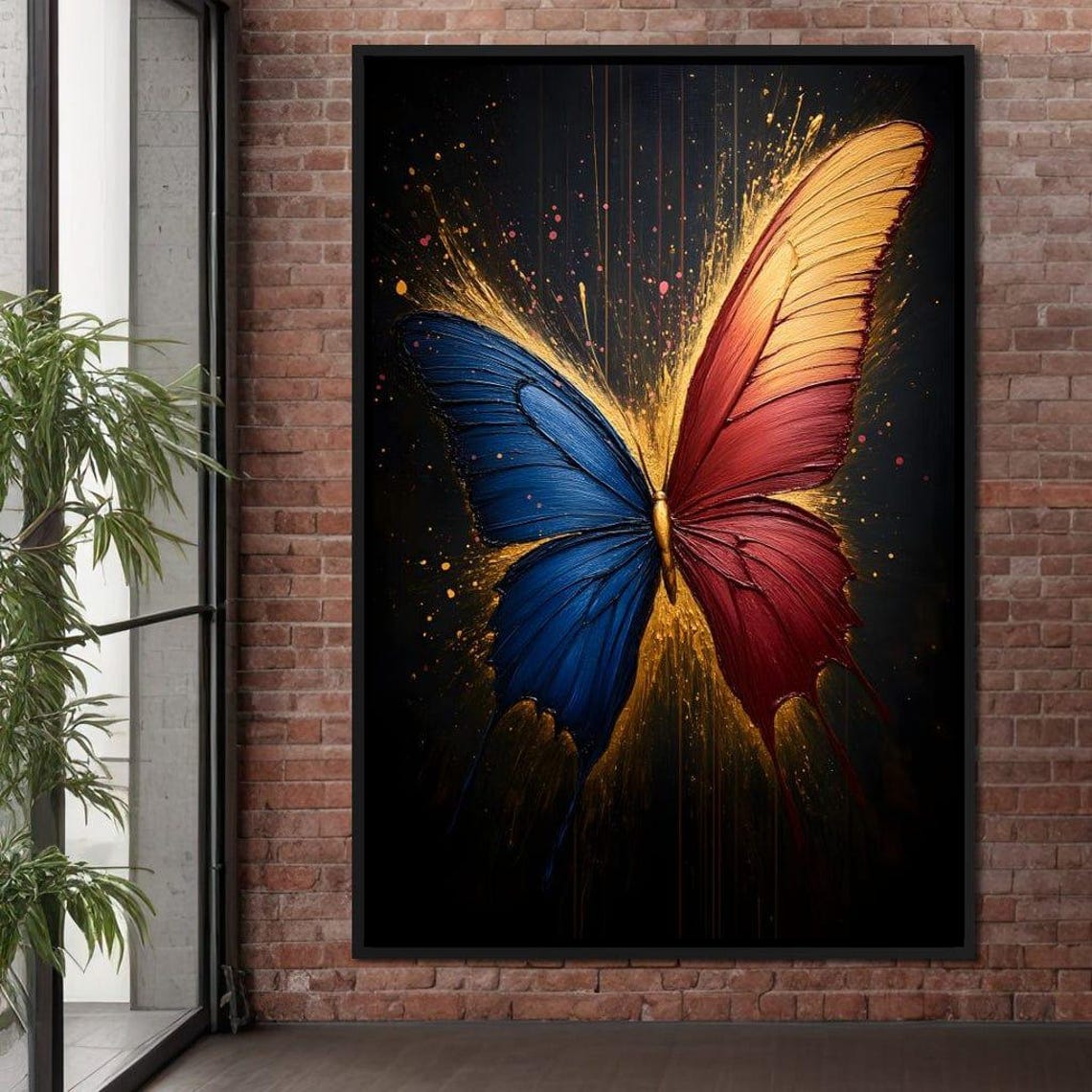 Red Blue Butterfly Vibrant Home Decor Colorful Wall Art Nature Inspired Butterfly Elegance By Nichecanvas
