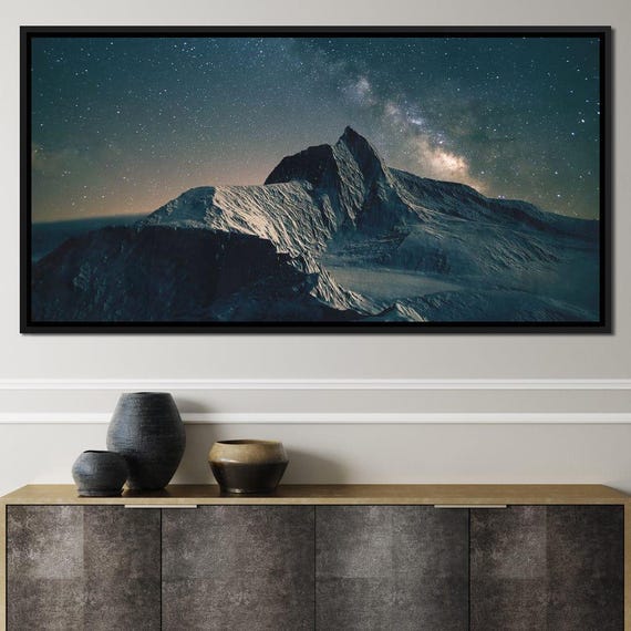 Mountain Under The Stars Night Landscape Art Starry Sky Mountain View Print Serene Nature Wall Decor By Nichecanvas