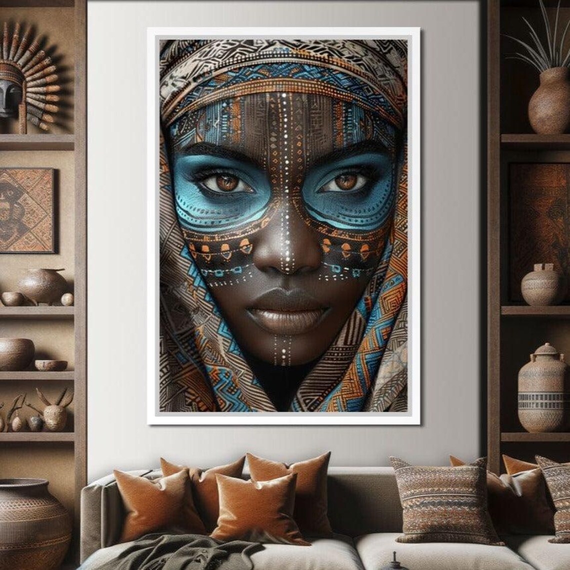 African Tribal Portrait Art Print, Modern Boho Decor - Image 4