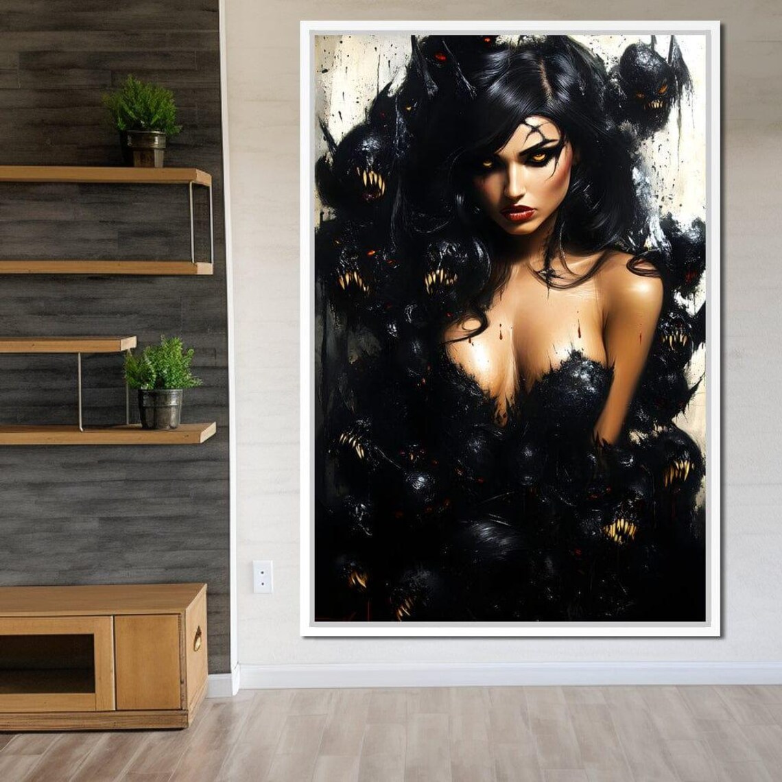 Gothic Dark Queen with Shadow Creatures Mysterious Fantasy Wall Art Poster - Image 2