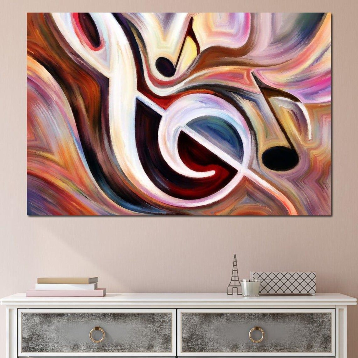 Abstract Music Notes Treble Clef Swirling Colors Modern Melody Art Poster - Image 4