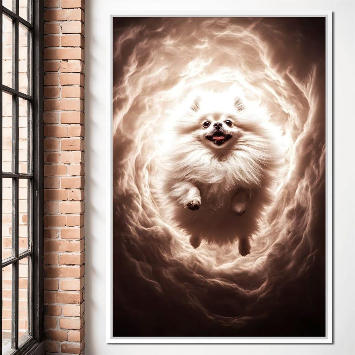 Fluffy White Pomeranian Floating In A Heavenly Clouds Dream Poster - Image 3
