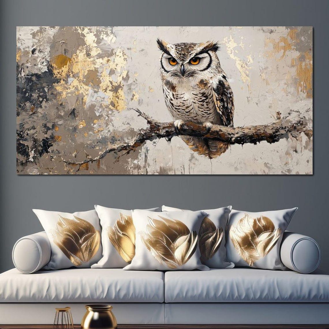 Golden Gaze Of The Noble Owl Wildlife Art Elegant Owl Home Decor Nature Inspired Wall Art Bird Portrait By Nichecanvas - Image 3