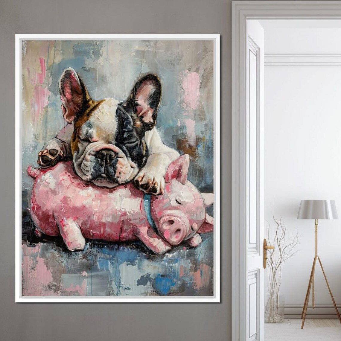 Dreamy Bulldog Slumber Party Sleeping Puppy Piglet Art Poster - Image 4