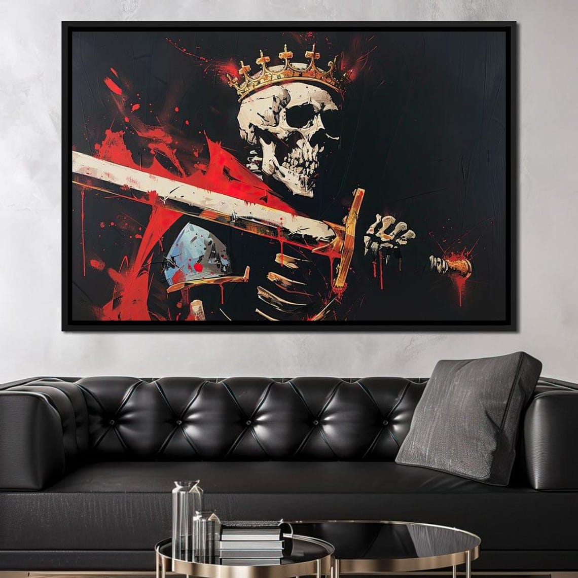 Skeleton King Bloody Sword Dark Gothic Red Black Fantasy Art Poster - Image 4