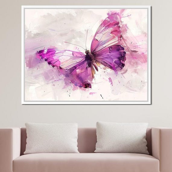 Enchanted Butterfly Mirage Vibrant Butterfly Art Modern Nature Decor Elegant Home Decor Whimsical Pink Purple Art By Nichecanvas