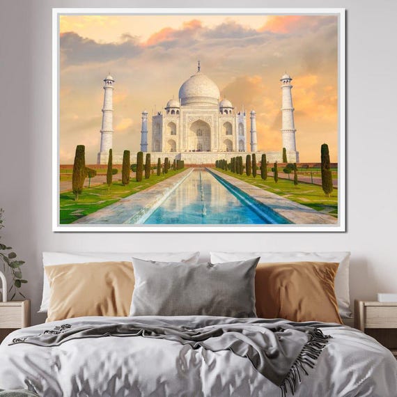 Taj Mahal Historic Site Art Indian Architecture Beautiful Landscape Elegant Home Decor World Heritage Print By Nichecanvas