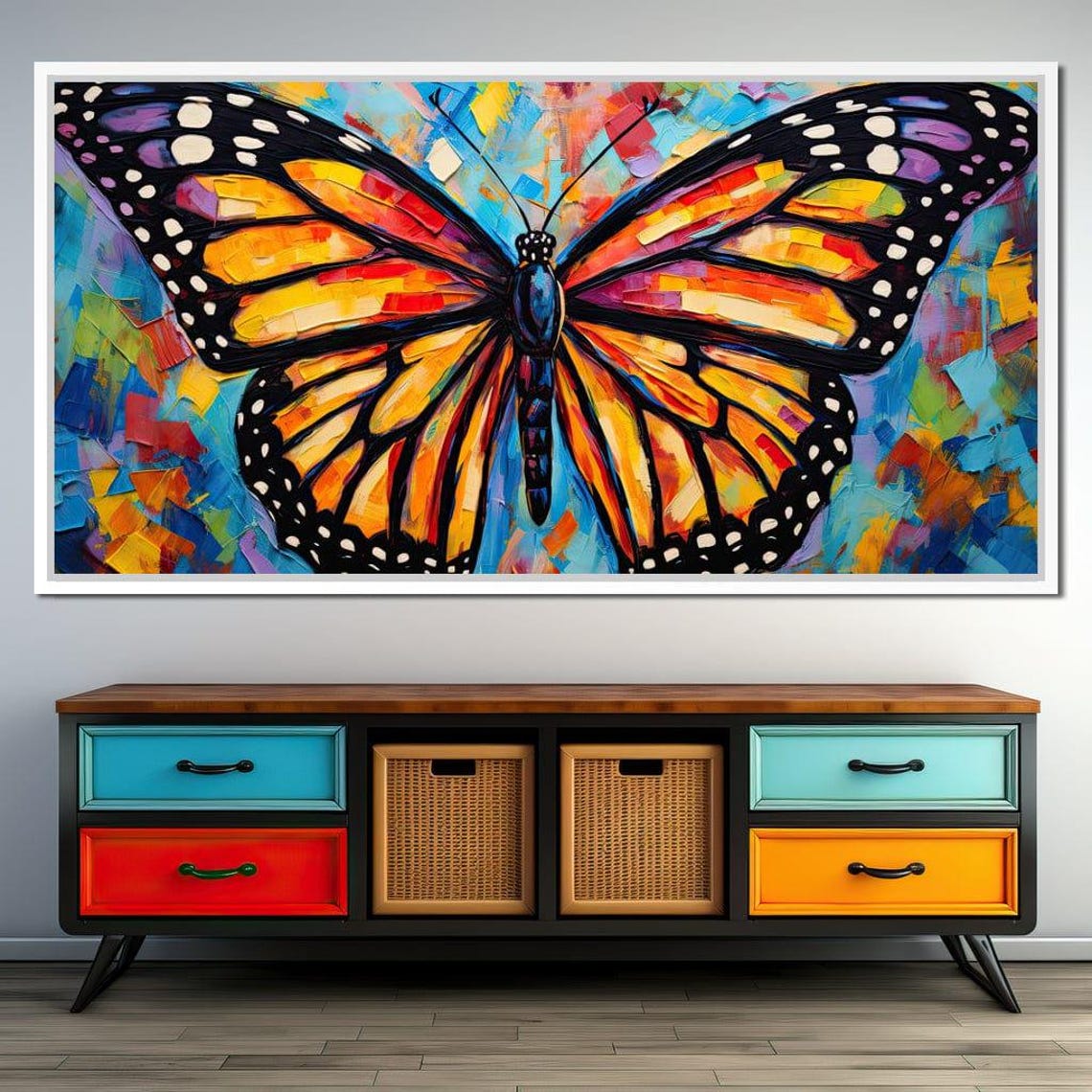 Vibrant Monarch Mosaic Colorful Butterfly Wall Art Bold Orange Home Decor Multi Panel Nature Inspired By Nichecanvas - Image 3
