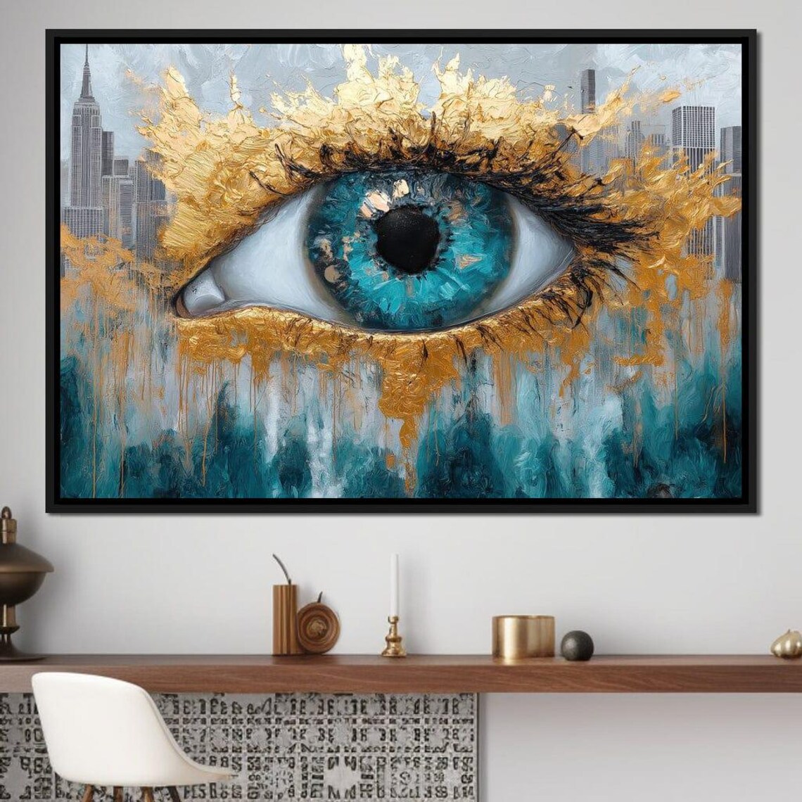 Golden Skyline Reflection, Modern Home Decor - Image 4