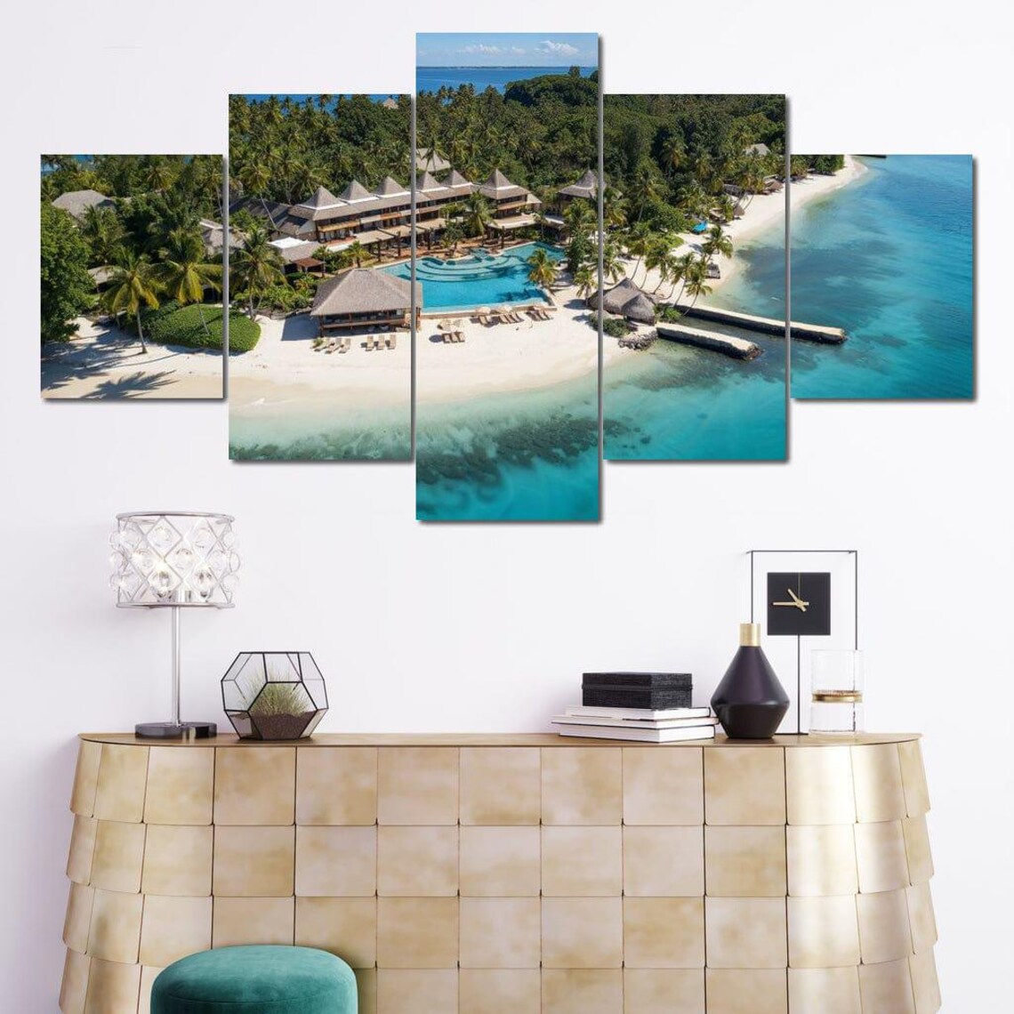 Tropical Island Resort Pool Beach Paradise Birdseye View Travel Poster - Image 4