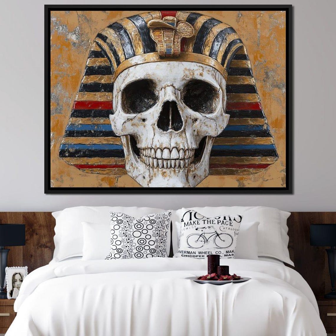 Ancient Echoes Pharaoh Skull Egyptian Skull Wall Art Gothic Home Decor Dark Fantasy Decor By Nichecanvas - Image 3
