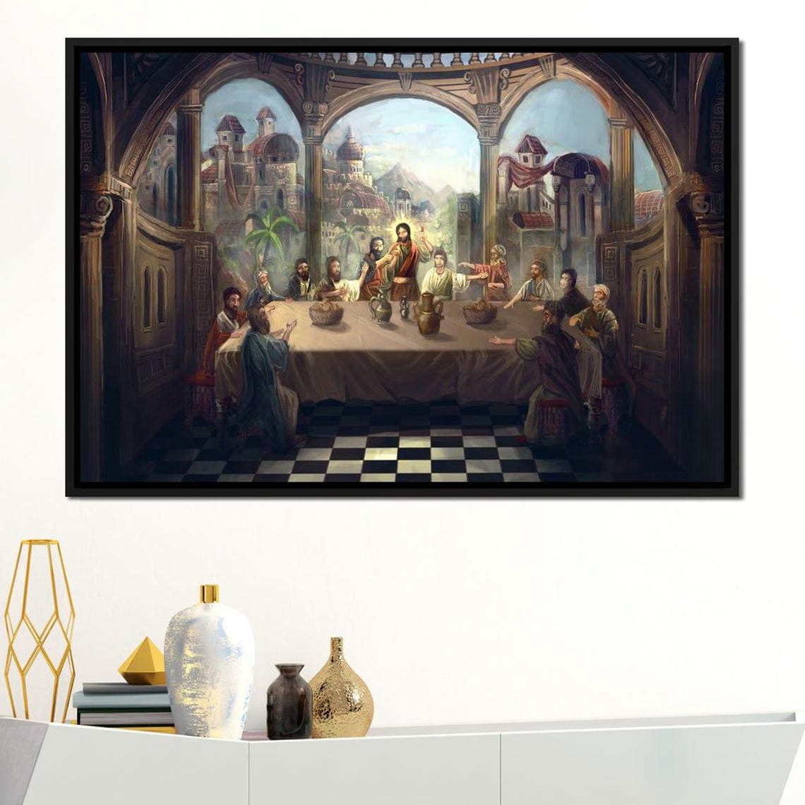 The Last Supper Biblical Scene Ornate Hall Christian Art Print Poster - Image 4
