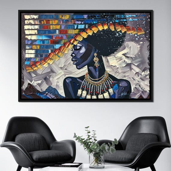Starry Night Silhouette Sakeem Gibbs Afrocentric Art Modern Wall Decor Blue Hues Print Elegant Home Art By Nichecanvas
