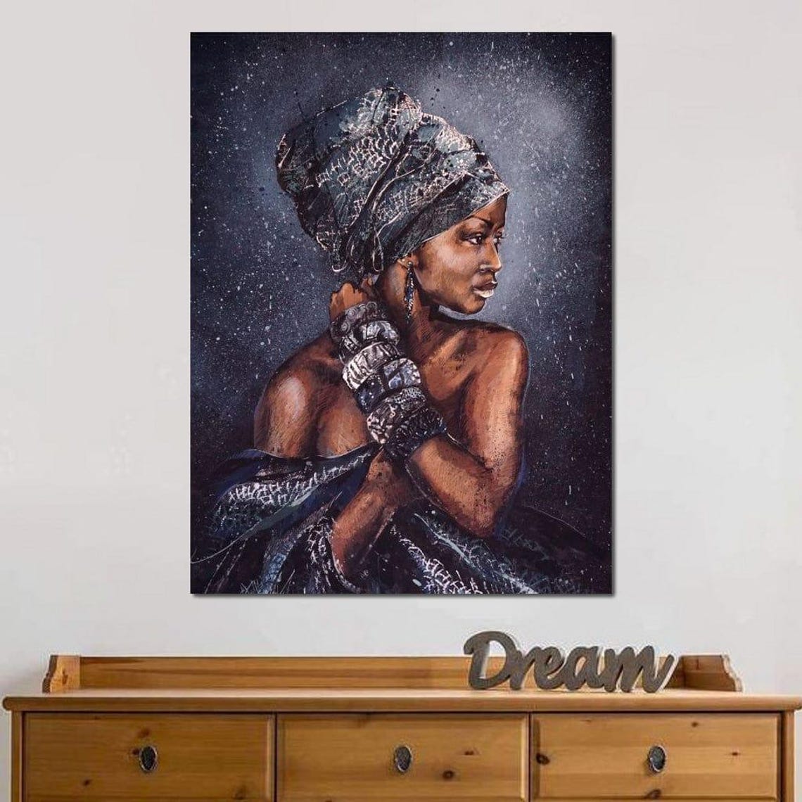 Under the Stars African Beauty Lace Headwrap Portrait Wall Art - Image 3