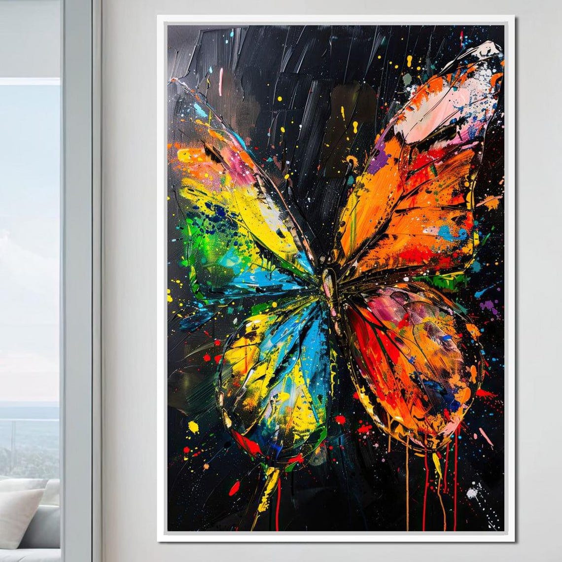 Rainbow Butterfly Rhapsody Green Yellow Orange Blue Black Splash Art