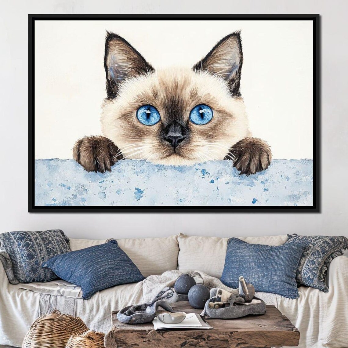 Siamese Cat Art Print, Curious Blue-Eyed Look - Image 4