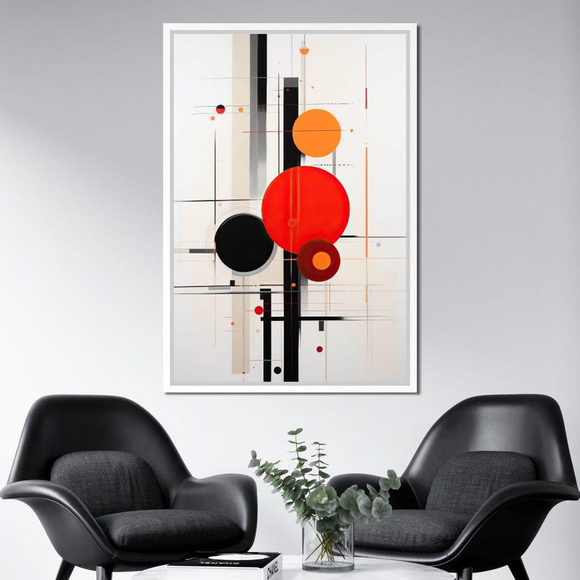Ambient De Stijl In Fiery Tones Modern Abstract Circle Patterns Minimalist Geometric Art By Nichecanvas - Image 4