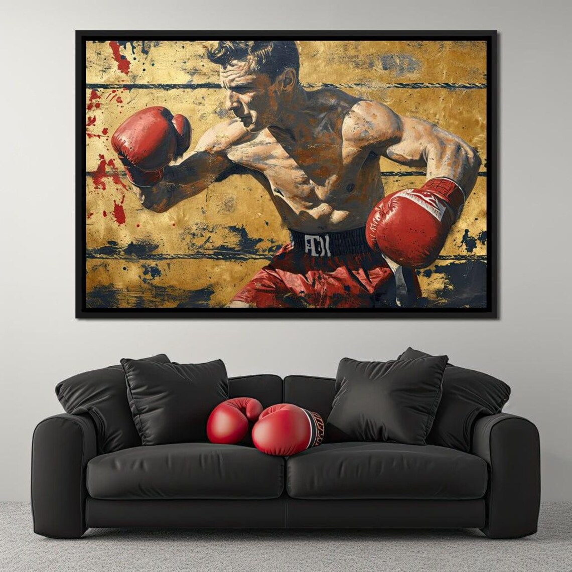 Vintage Boxer Red Gloves Gold Grunge Fight Sports Art Poster - Image 3