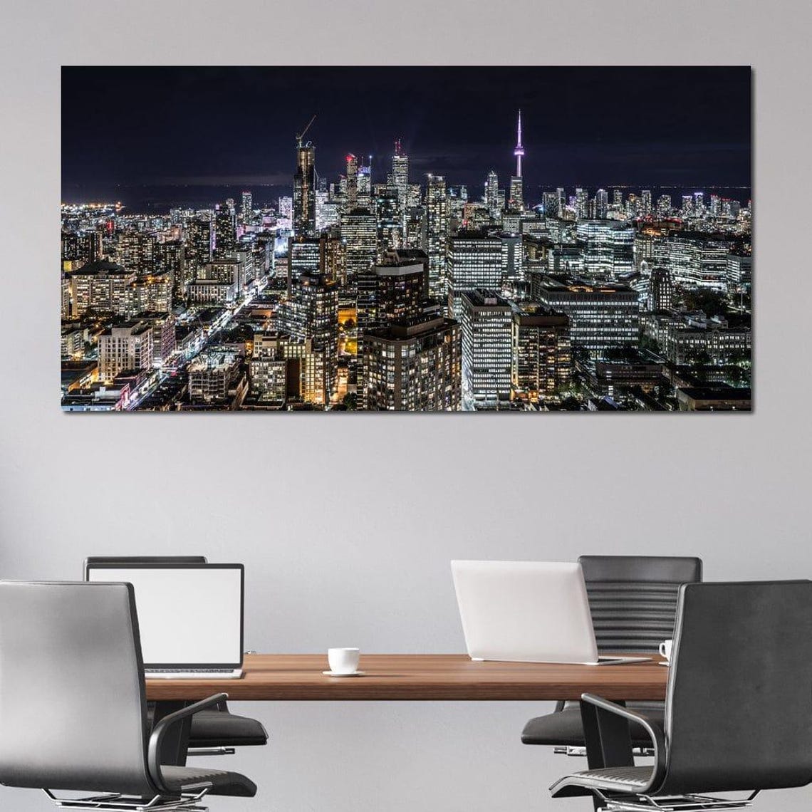 Toronto Skyline Night CN Tower Downtown Lights Cityscape Wall Poster - Image 2