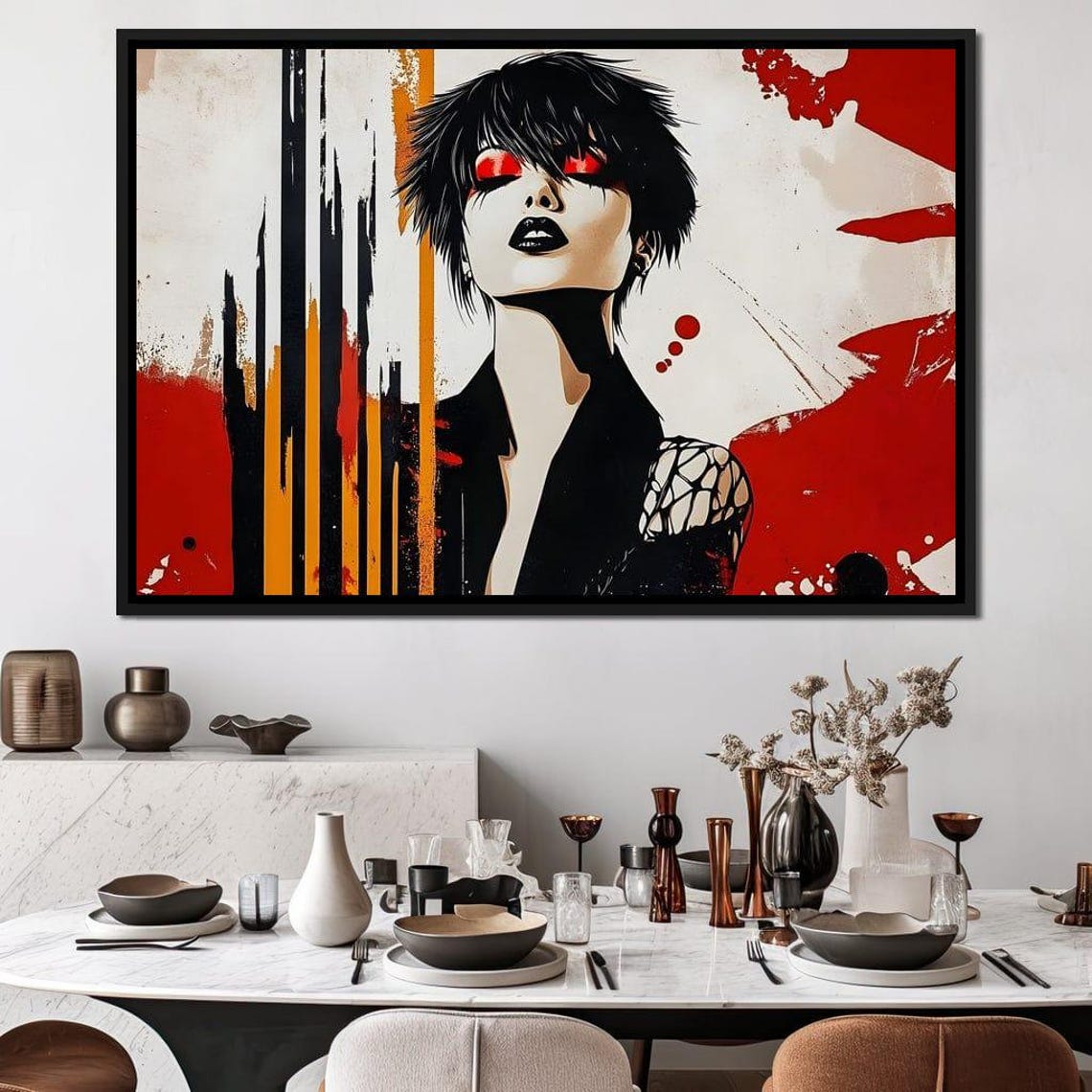 Bold Pop Art Woman Portrait Red Sunglasses Graffiti Abstract Poster - Image 3