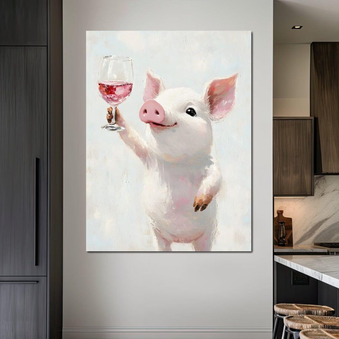 Whimsical Pig Celebration Art Print, Farm Animal - Image 4