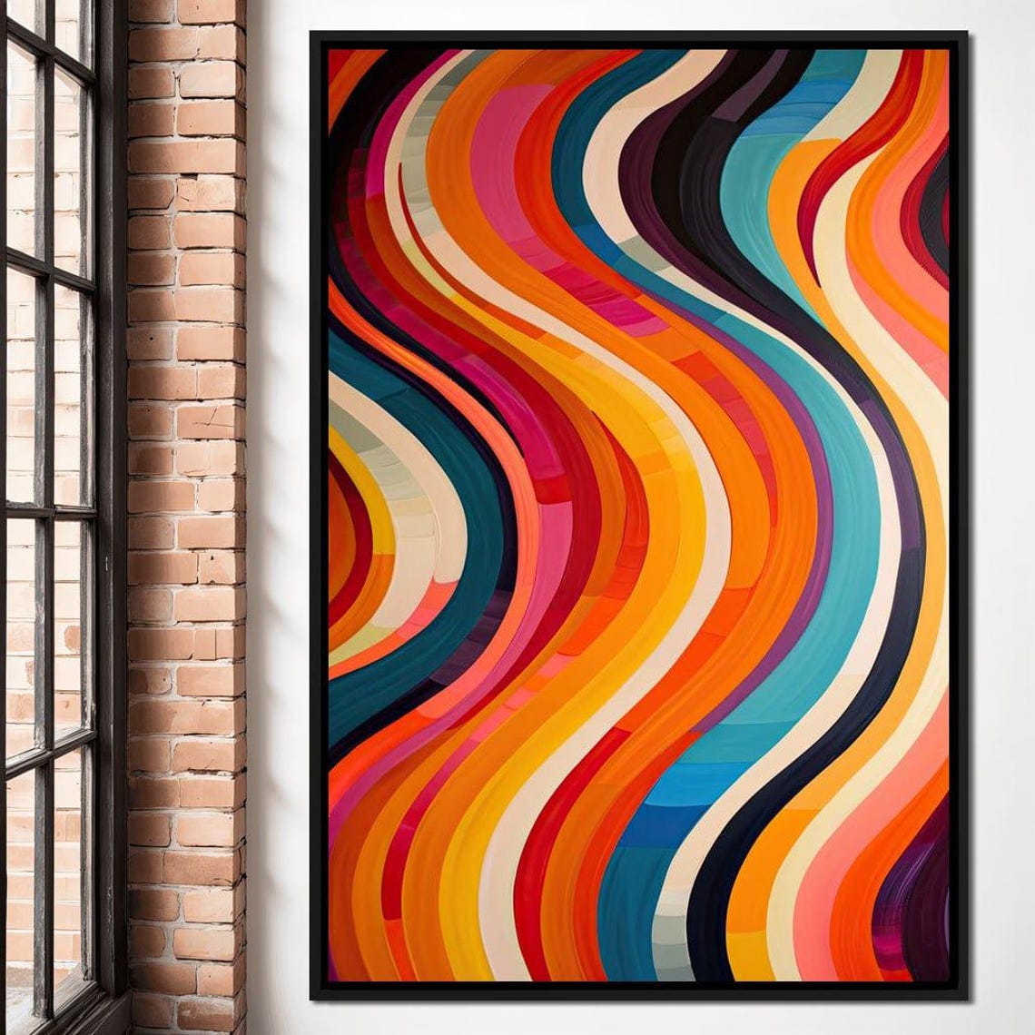 Retro Rainbow Waves Colorful Curvy Stripe Modern Abstract Art Poster - Image 3