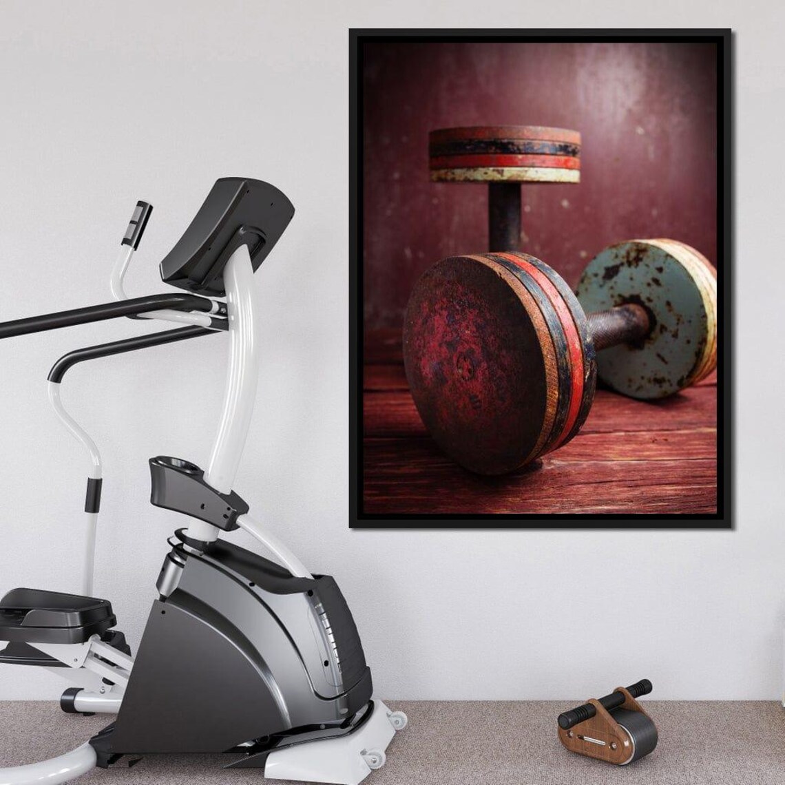 Rusty Vintage Dumbbells Industrial Gym Decor Retro Weights Motivational Wall Art - Image 2
