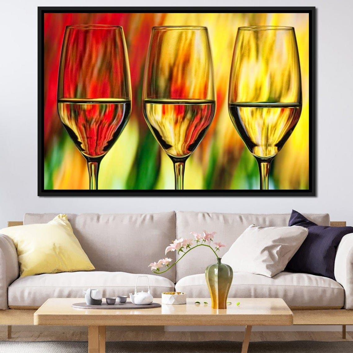 Cheers Three Wine Glasses Vibrant Color Splash Modern Bar Art Poster