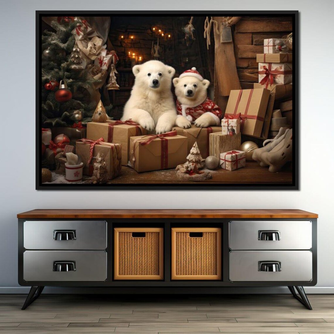 Christmas Spirit Bears, Festive Holiday Art Print - Image 2
