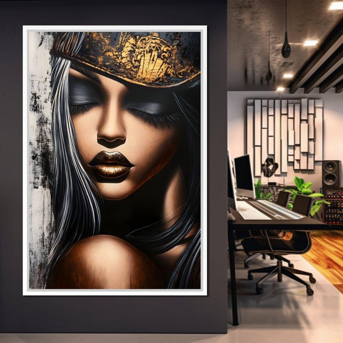 Golden Dreams Portrait Elegance, Modern Home Decor - Image 3