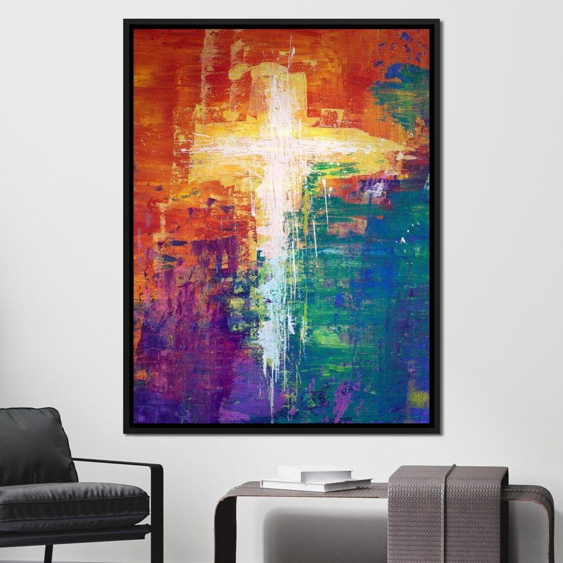 Abstract Cross Christian Art Print, Vibrant Faith