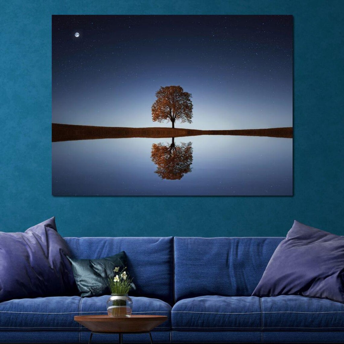 Tree Reflection Art Print, Serene Forest Scene - Image 2